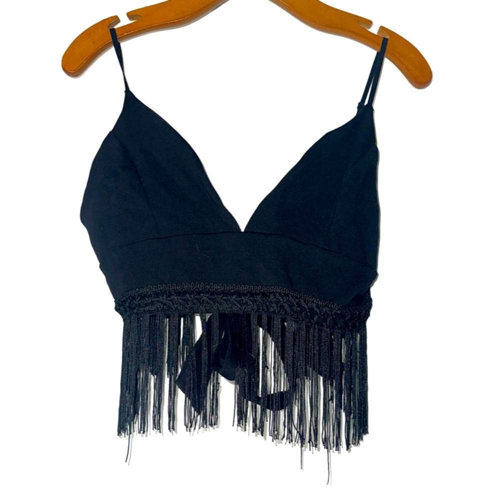 Tassel boho tie top